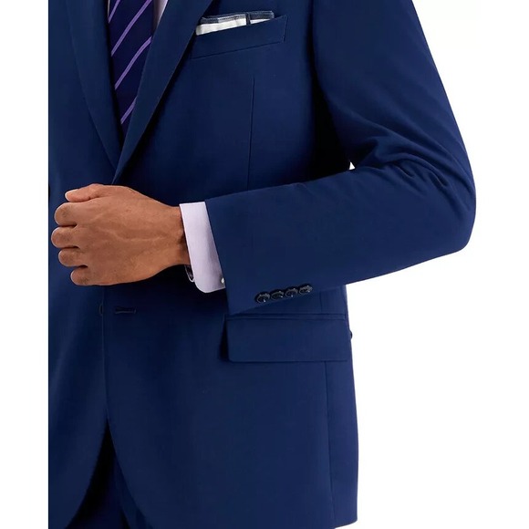 Nautica Men's Modern Fit Stretch Sport Coat 40R Blue Solid‎ E06889 - Picture 5 of 7